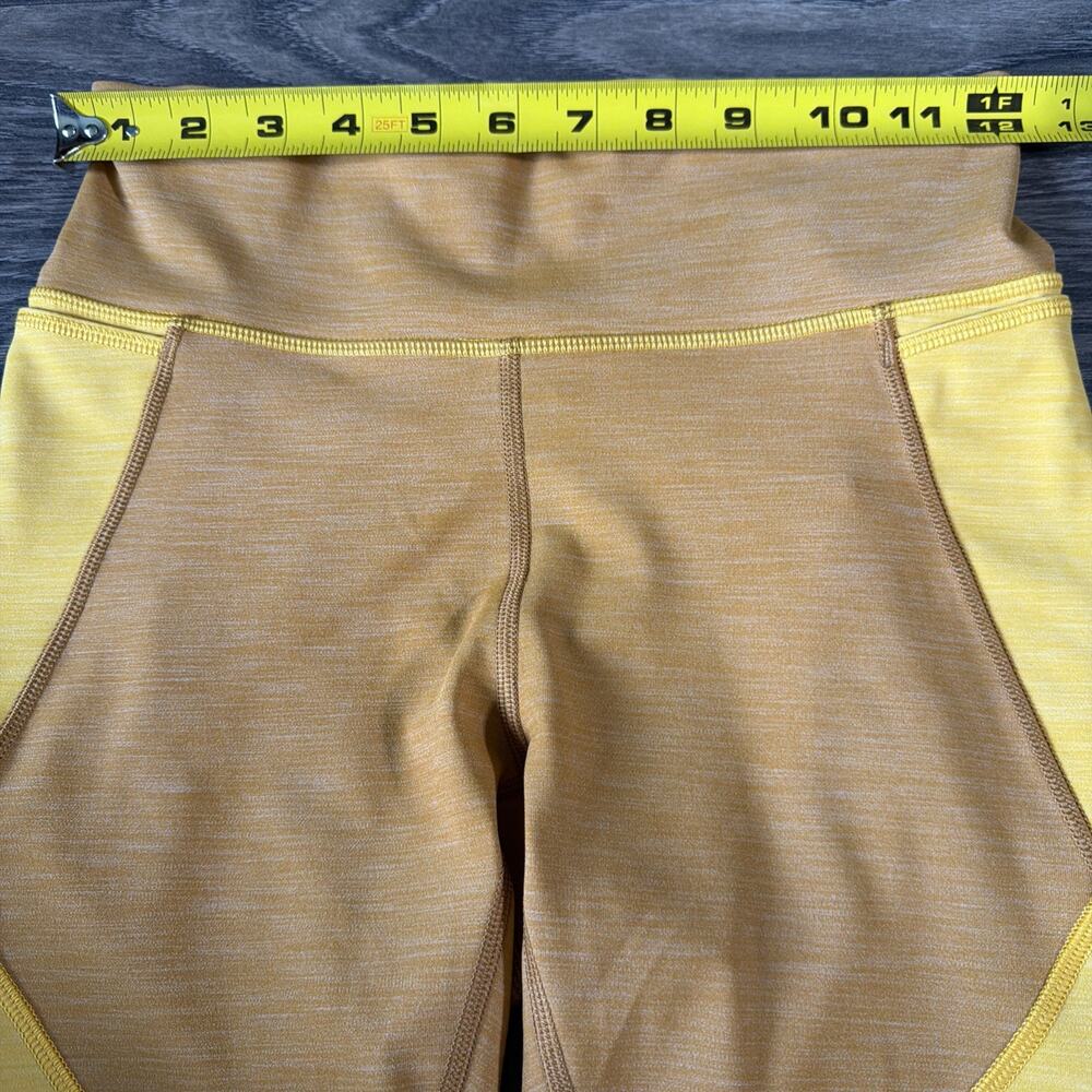 Lululemon Color Block Leggings Size 6 Yellow Gold Running Yoga Athletic Gym - Picture 6 of 9